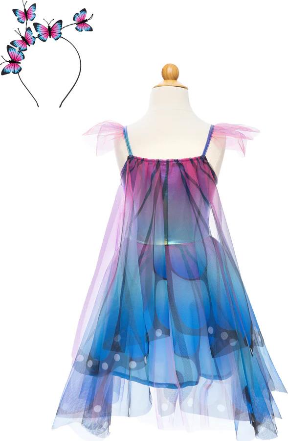 Costume Robe Tournante Papillon Bleue avec Ailes et Bandeau Taille 5 - 6 ans