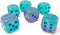 Boite de 12 Dés 6 Faces 16mm Gemini: Gel Green-Pink/Blue Luminary