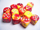 Boite de 12 Dés 6 Faces 16mm Gemini: Red Yellow/Silver