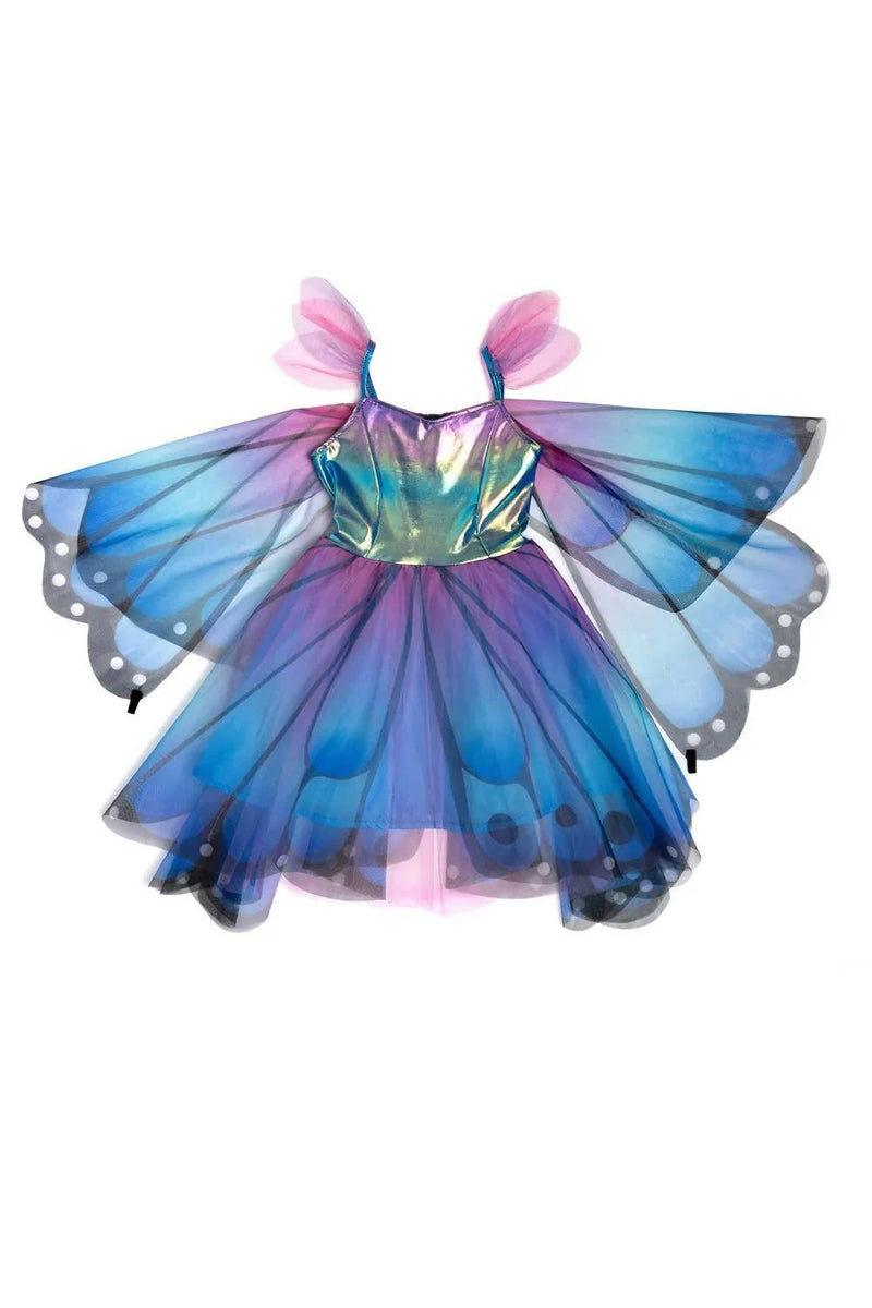 Costume Robe Papillon Bleue avec Ailes et Bandeau 3 - 4 ans