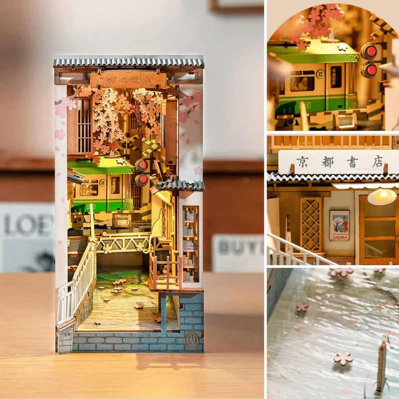 Wooden DIY Book Nook Sakura Tram