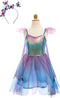 Costume Robe Tournante Papillon Bleue avec Ailes et Bandeau Taille 5 - 6 ans