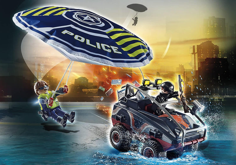 Playmobil Parachute de police avec véhicule amphibie