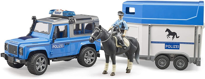Bruder Police Land Rover avec Cheval