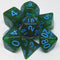 Dés Stardust: Vert avec chiffres bleus 16 mm