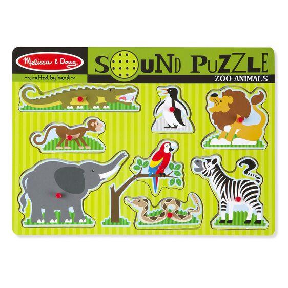 Puzzle Wood With Sound - Zoo 8 pieces